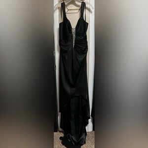 Night Moves Prom Collection Black Ruched Backless Gown